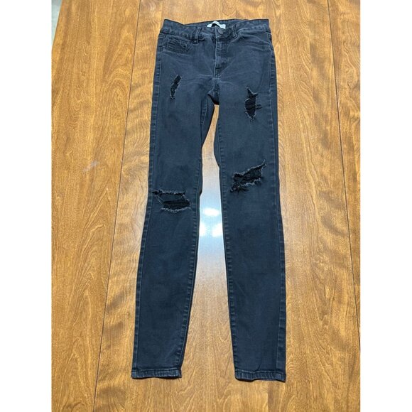 Refuge Womens Black Jeans Jeggings Distressed Ripped Skinny Stretch Destroyed 0 - Picture 1 of 8